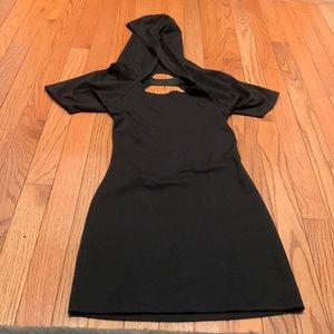 Hooded bodycon mini dress
